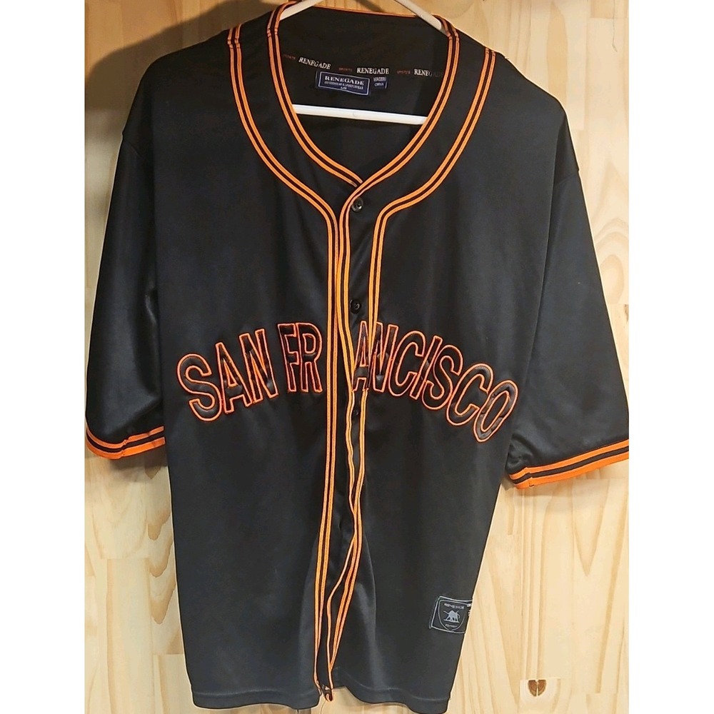 Renegade Sportswear San Francisco Baseball Jersey Shirt Men's L Black Orange
